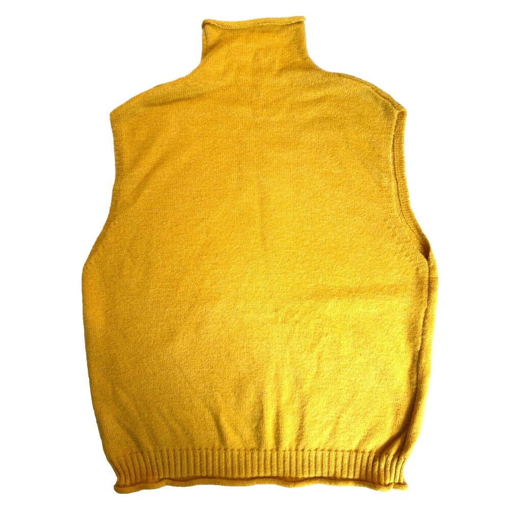 Mock Neck Sleeveless Knit Sweater Vest Women’s Med Yellow Capsule Cozy Layer